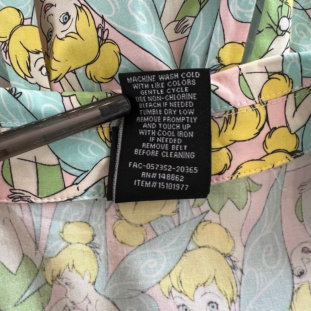 Torrid Disney Tinkerbell Dress Size 22 Pink Green Fairy Print Belted EUC - Picture 5 of 6